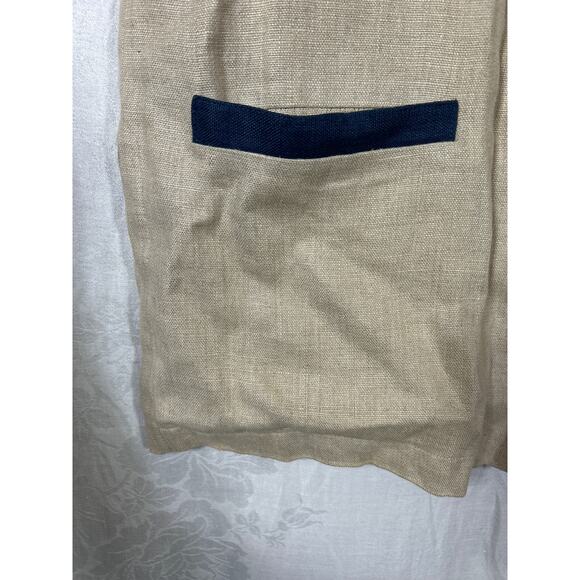 Natural Ecology Symbols Linen Blazer XL Tan Navy Blue Trm Lagenlook Rehli Tracht - Picture 4 of 16